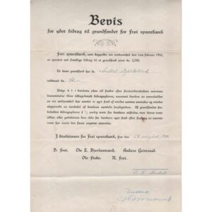 Frei Sparebank Grundfondsbevis 1916